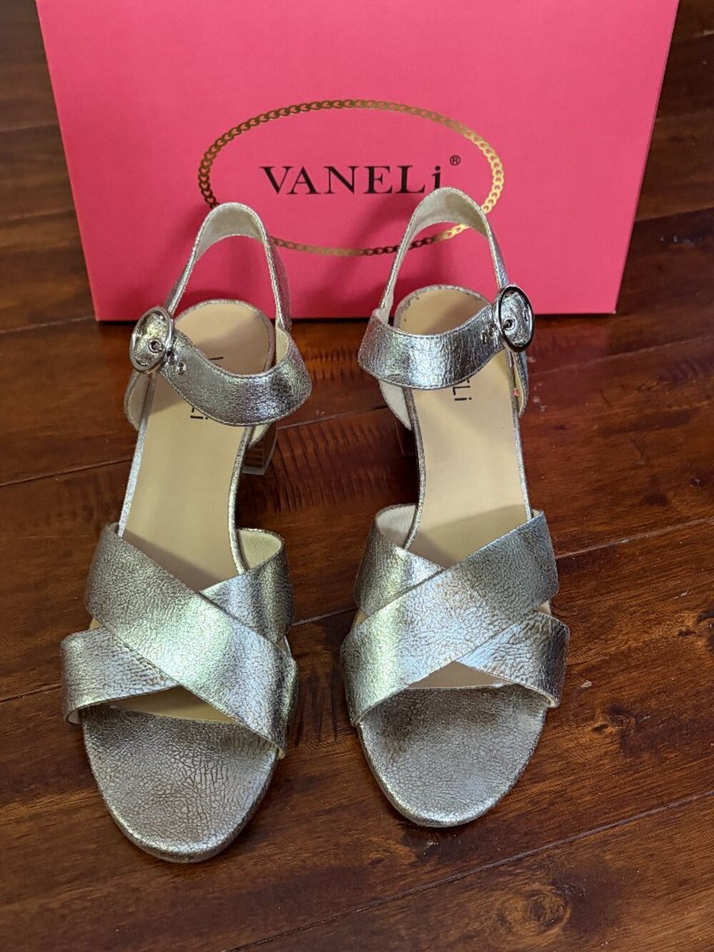 Vaneli Metallic gold strappy sandals